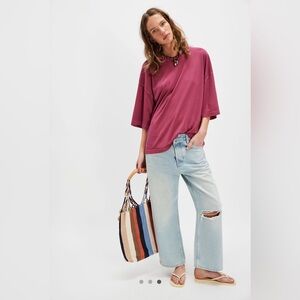 Free People Oversized Tee in Glass Roses